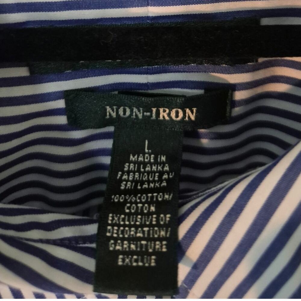 Lauren Ralph Lauren Blue White Striped Cotton Button Down Shirt - Picture 3 of 8